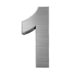 number 1 3d metal isolated on white - 3d rendering