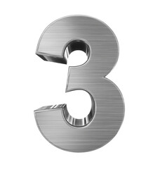 number 3 3d metal isolated on white - 3d rendering
