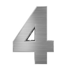 number 4 3d metal isolated on white - 3d rendering