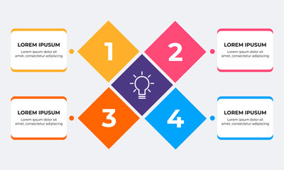 Modern business infographic steps with text boxes. Business concept with 4 steps.