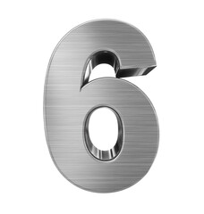 number 6 3d metal isolated on white - 3d rendering