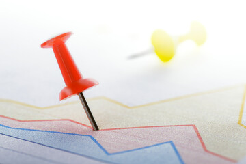 Financial charts, peaks and recession. Investments and finance. The best time for investment.