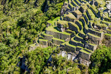 Inca ruins area at Pisac in Peru. Traveling to Soth America - obrazy, fototapety, plakaty