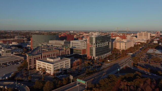 Downtown Charleston approaching Arthur Ravenel Jr. Bridge