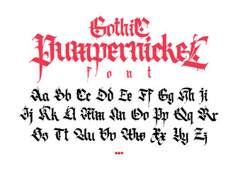 Gothic, display English alphabet. Vector. Medieval Latin letters. Signs and symbols for the monogram. Old European style. Calligraphy and lettering. Uppercase and lowercase letters.