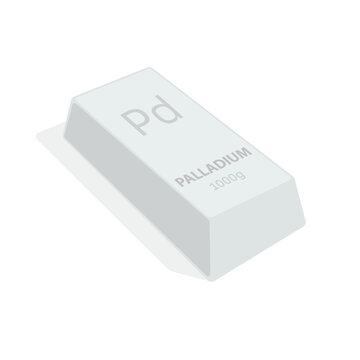 Palladium ingot. Vector. An illustration of a valuable metal weighing 1 kilogram. Ingot grade 99 percent. Icon for banking website or investment app. Financial instrument of savings.
