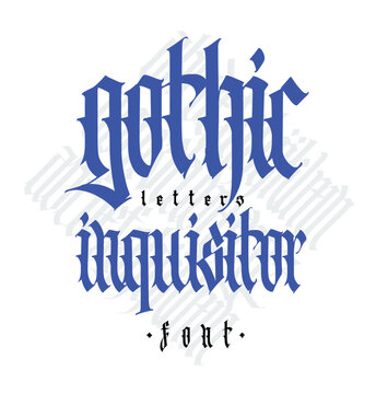 Gothic, display font composition. Vector. Medieval Latin letters. Classic design. Old European style. Calligraphy and lettering. Lowercase letters for logos, labels and tattoos.