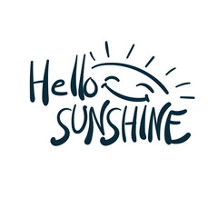 hello sunshine vector concept saying lettering hand drawn shirt quote line art simple monochrome © CharlieNati