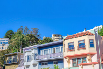 Facade of row of houses in San Francisco, California