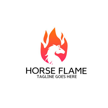 Illustration vector graphic of template logo horse flame