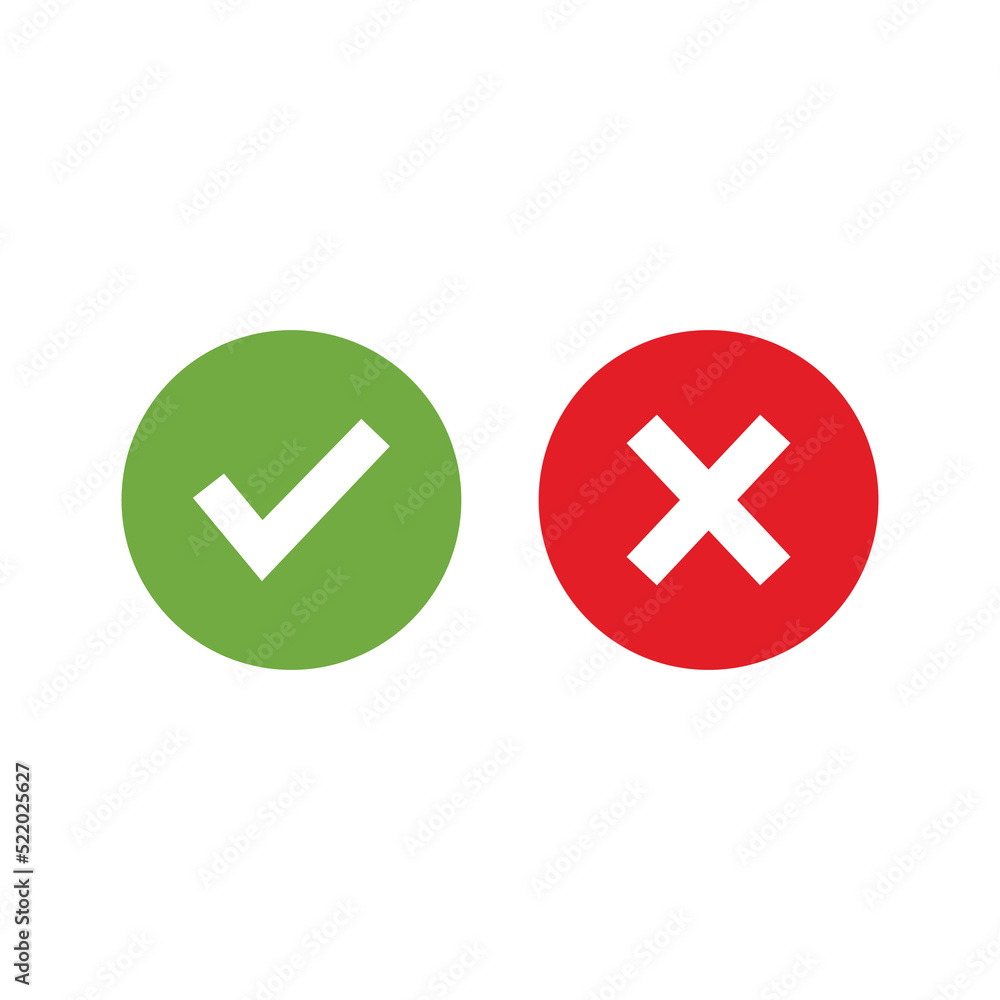 Poster check mark icon , cross mark vector illustration. symbol for web site computer and mobile vector.