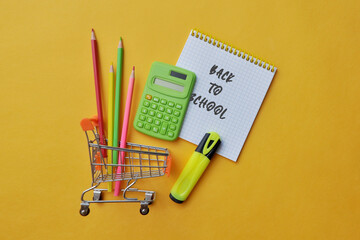 School stationery and inscription: back to school