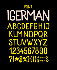Usual display font for inscriptions.  Latin capital letters. Alphabet for cheerful informal inscriptions. All letters are saved separately. Symbols for logos.