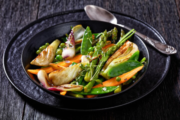 french Barigoule of summer vegetables in bowl