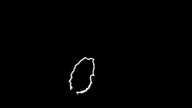 Grenada map, country territory outline self drawing animation. Line art.
