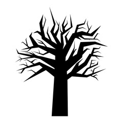 Black Branch Tree or Naked Trees Silhouettes Vector Illustration