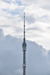 Obraz premium The high spire of the Ostankino TV tower against the sky