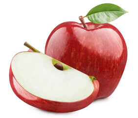 Delicious red apples, isolated on white background