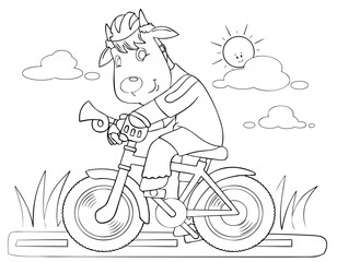 Cartoon cyclist for coloring page.
