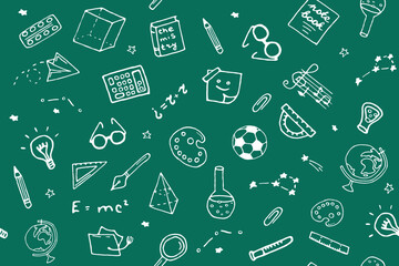 Hand drawn back to school seamless pattern. Vector illustration