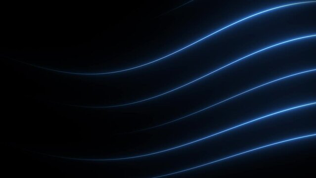 Bright neon blue laser curve line abstract technology background. Seamless loop. 4K