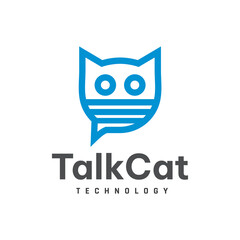 Talking cat logo design template, technology, simple, cat symbol