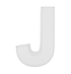 letter J 3d white isolated on white - 3d rendering