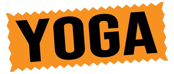 YOGA text written on orange-black stamp sign.