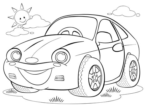 Cartoon sport car for coloring page.