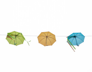 colorful umbrellas isolated on white.