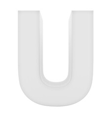 letter U 3d white isolated on white - 3d rendering