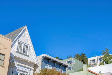 Facade top view of houses in San Francisco, California
