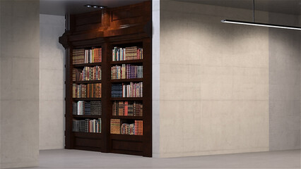 Fototapeta premium テレビ会議背景用 ZOOM会議背景用 CG 部屋 ラウンジ 本棚 書斎 video conferencing for using in video conference and as a zoom background.