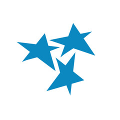 illustration of a set of blue stars on a white background. Print element for children's toys, fashion design, printing on wrapping paper, fabric.