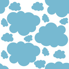 Obraz premium seamless illustration with blue cloud on white background, paper wrapping, baby clothes and fabric print. Printing on books, notebooks, toys and dishes.