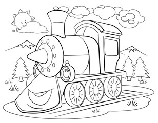 Cartoon locomotive for coloring page.  © Artur