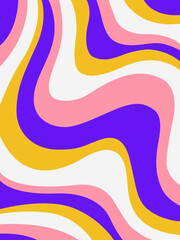 Wavy pattern in bright colors. Background with distorted colorful shapes. Retro style. Vector abstract illustration For posters, invitations, labels, covers, postcards