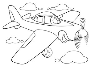 Cartoon plane for coloring page.	