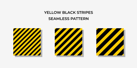 Yellow & Black Seamless Pattern Background Vector Illustration Set Various Thickness