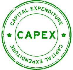Grunge green CAPEX Capital Expenditure word round rubber seal stamp on white background