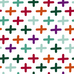 Fototapeta premium Hand drawn abstract cross seamless pattern. Plus sign endless wallpaper. Doodle style.