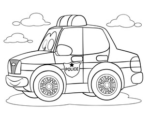 Cartoon police car for coloring page.  © Artur