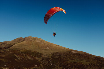 paragliding in the mountains of the pyrenees in south france