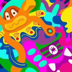 Colorful Hand Drawn Abstract Doodle Background