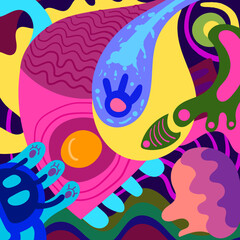 Colorful Hand Drawn Abstract Doodle Background