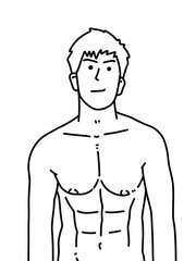 black and white of cute man cartoon for coloring