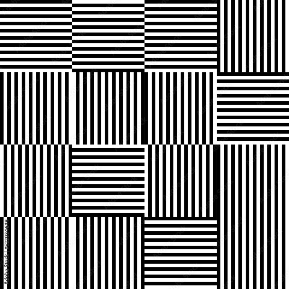 Poster Modern abstract geometric contemporary vector seamless pattern with simple elements and shapes. Graphic black and white minimalist background.