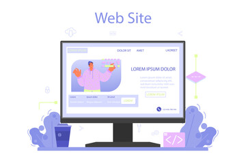 Website development online service or platform. HTML coding process