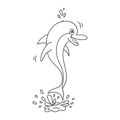 cute doodle dolphin jump vector illustration