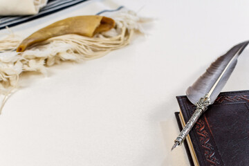 Religion image of Prayer Shawl - Tallit, Prayer book and Shofar (horn) jewish religious symbols....